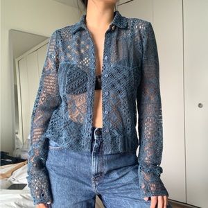 With Jean Lace Top